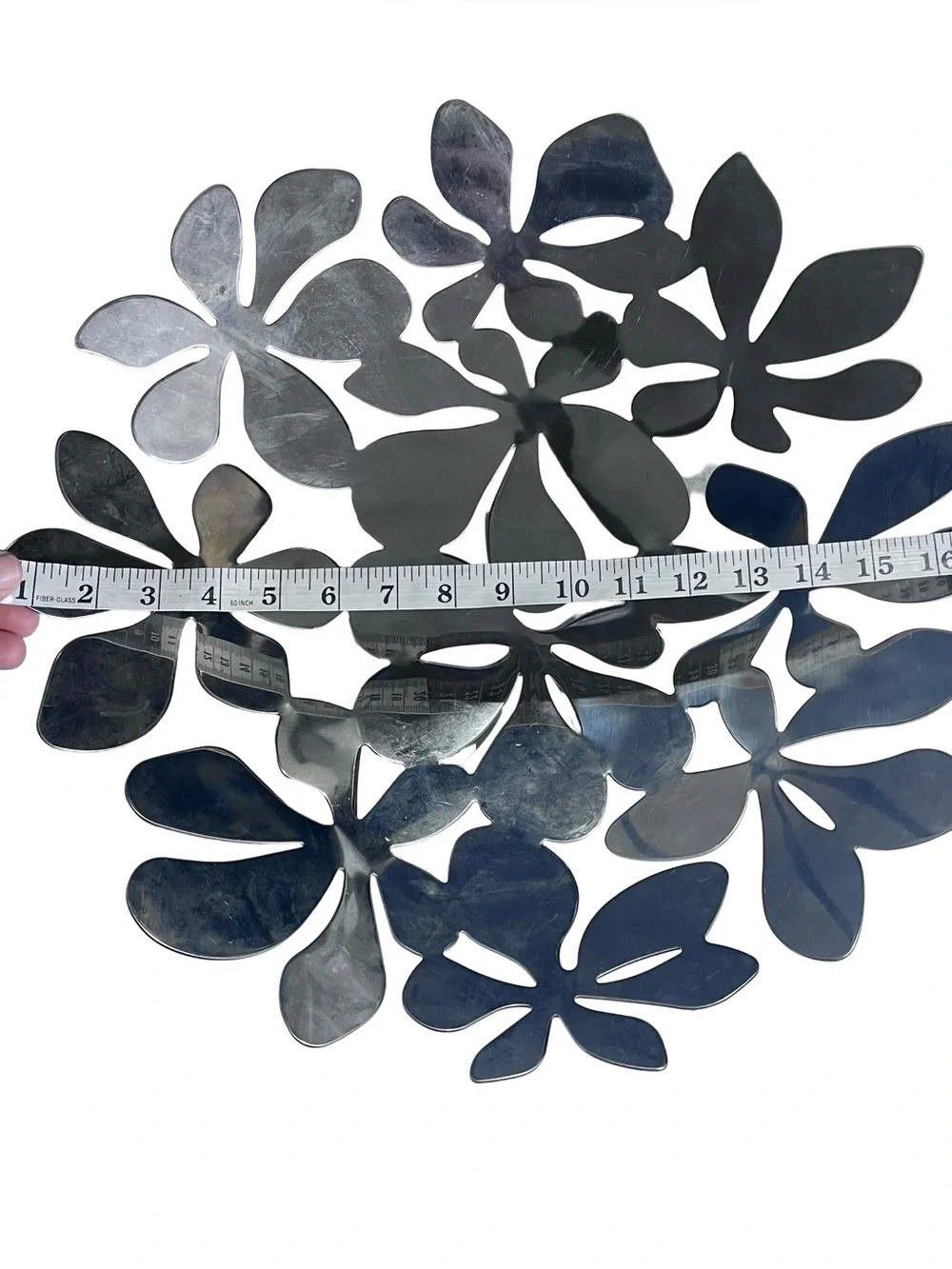 IKEA Stockholm Stainless Steel Leaf Bowl 17” Monika Mulder Fruit Cutout Silver